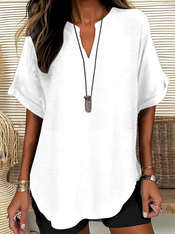 Atasia | Soft-Touch Notched-Neck Blouse