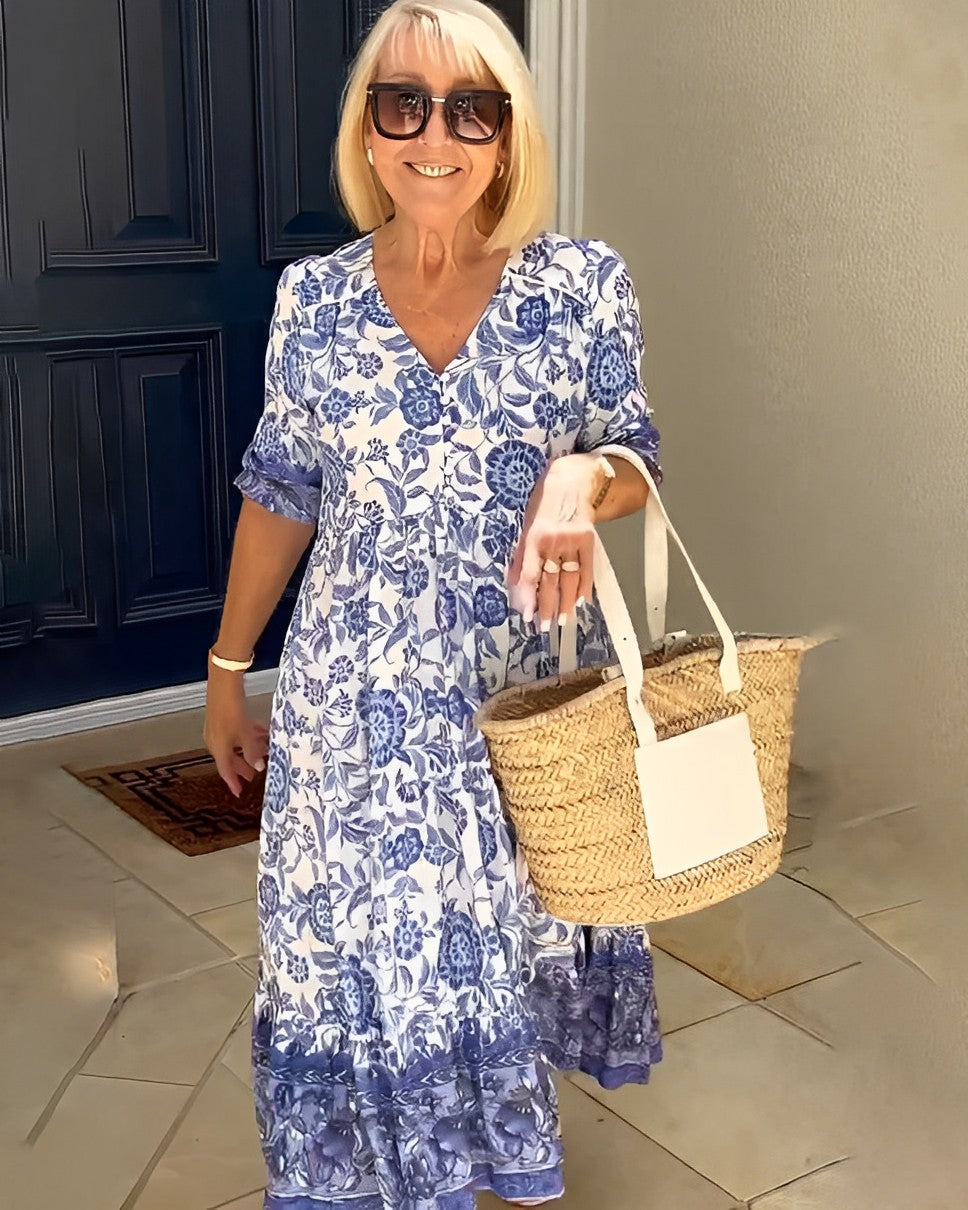 Ellie | Graceful Floral V-Neck Dress