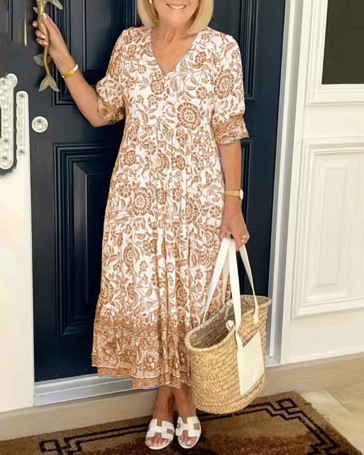 Ellie | Graceful Floral V-Neck Dress