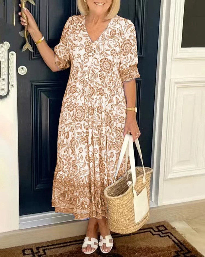 Ellie | Graceful Floral V-Neck Dress