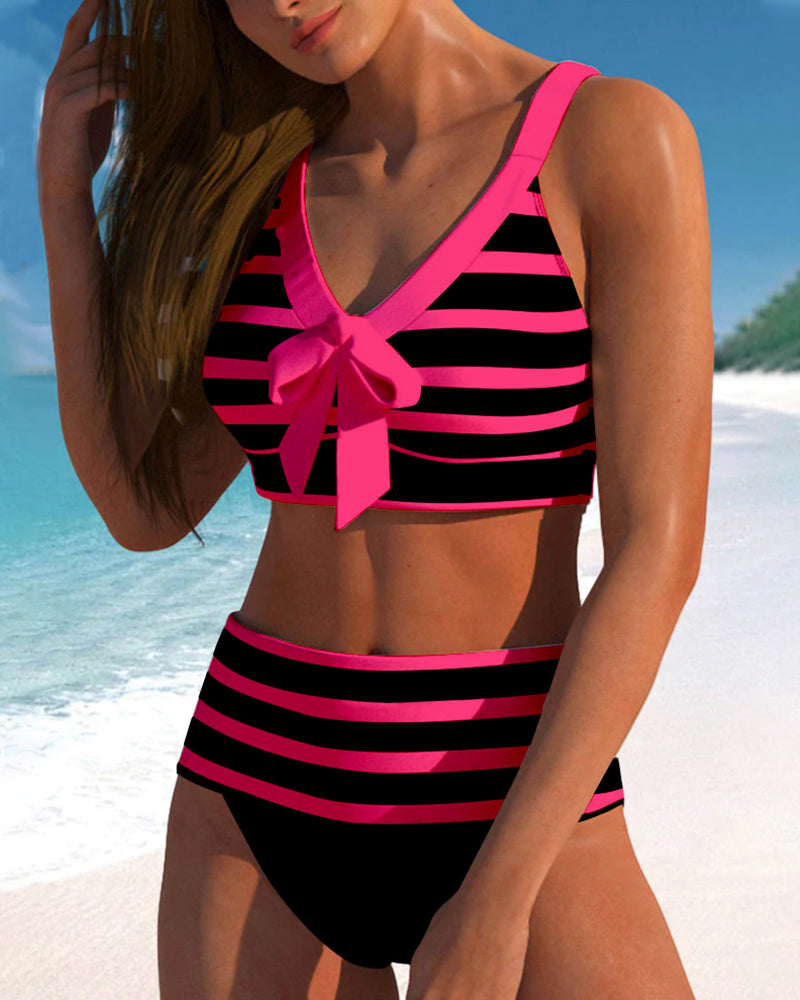 Ava | High-waisted striped bikini