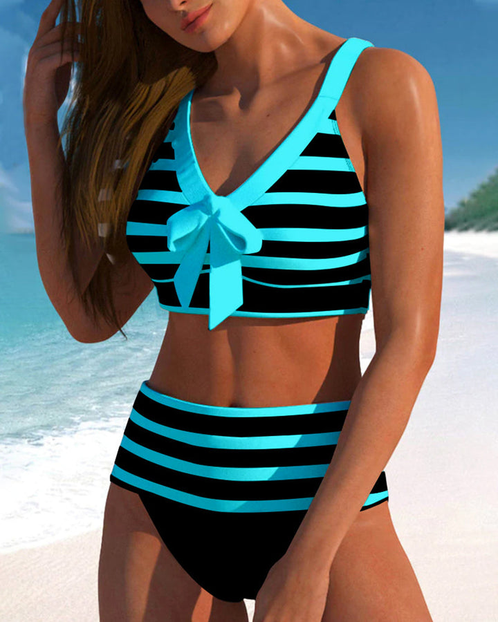 Ava | High-waisted striped bikini