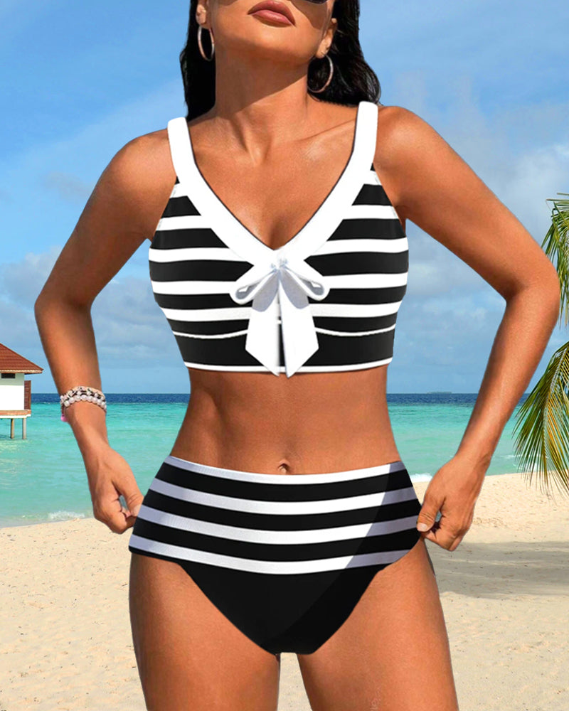 Ava | High-waisted striped bikini