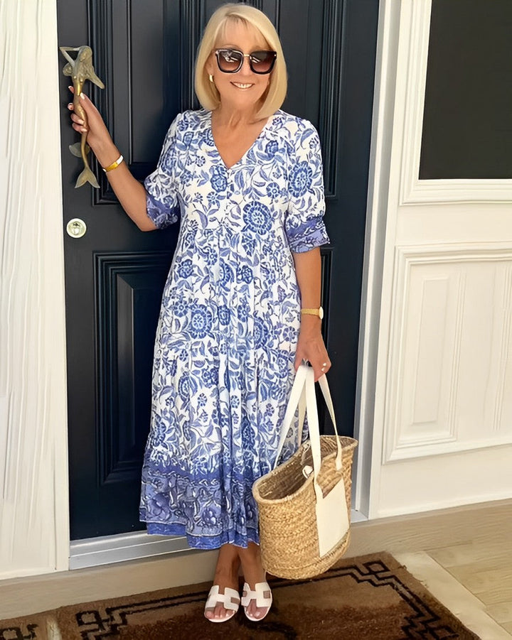 Ellie | Graceful Floral V-Neck Dress
