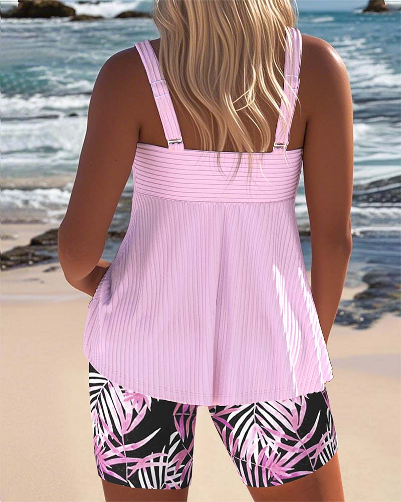 Luna | Striped Tankini Set