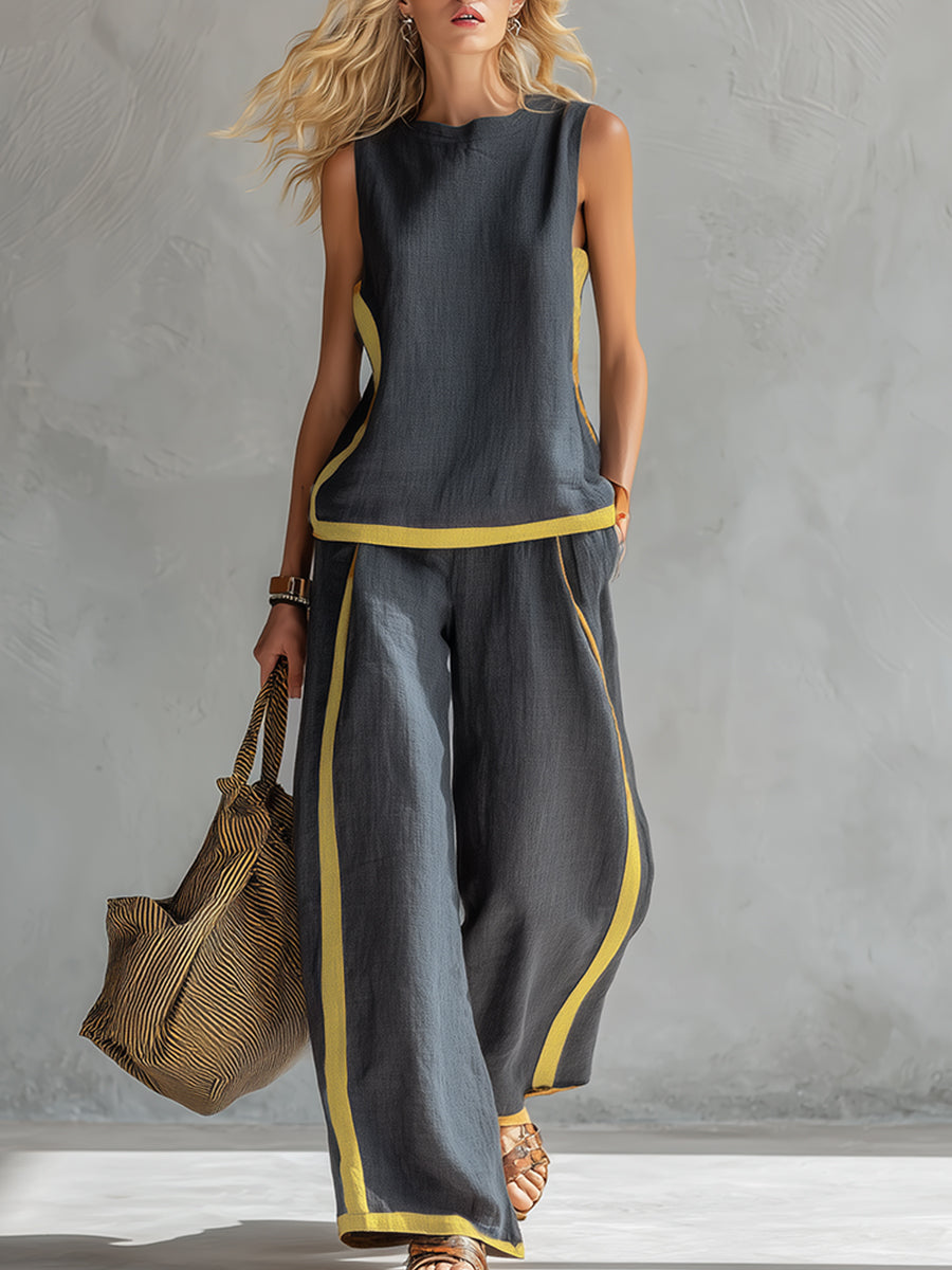 Poppy | Contrast Vest & Trouser Set