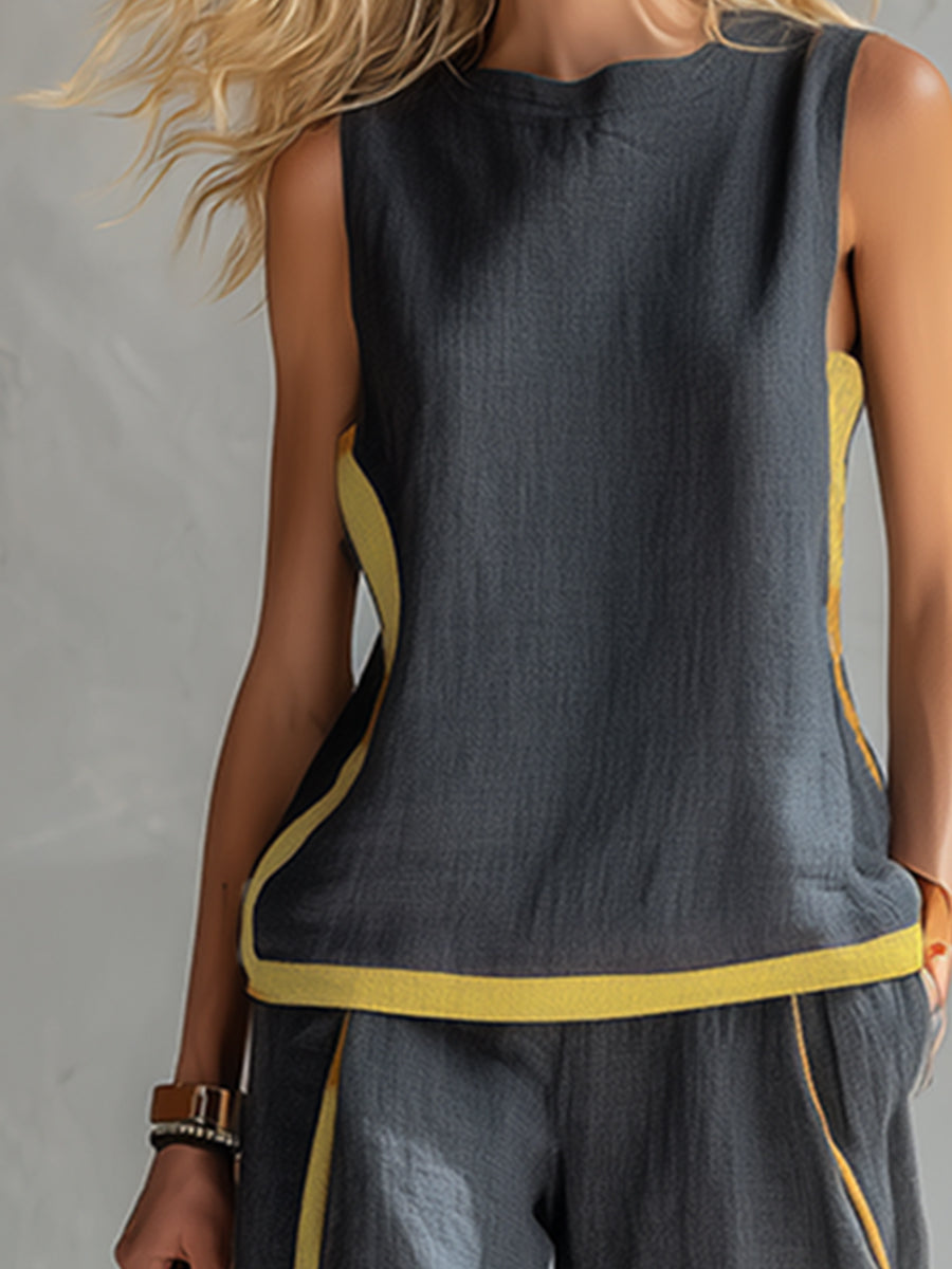 Poppy | Contrast Vest & Trouser Set