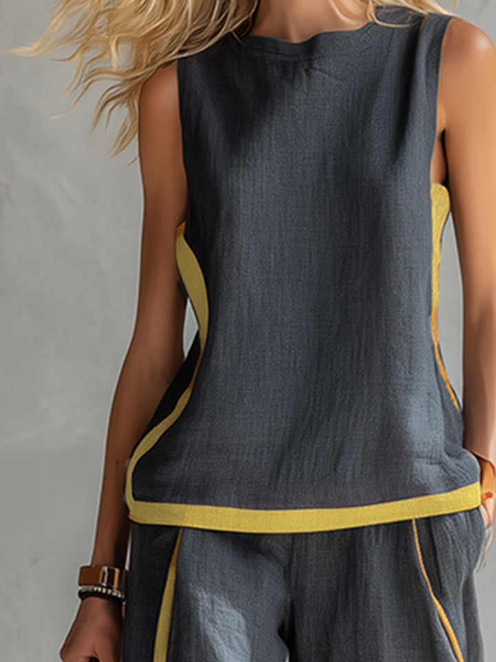 Poppy | Contrast Vest & Trouser Set