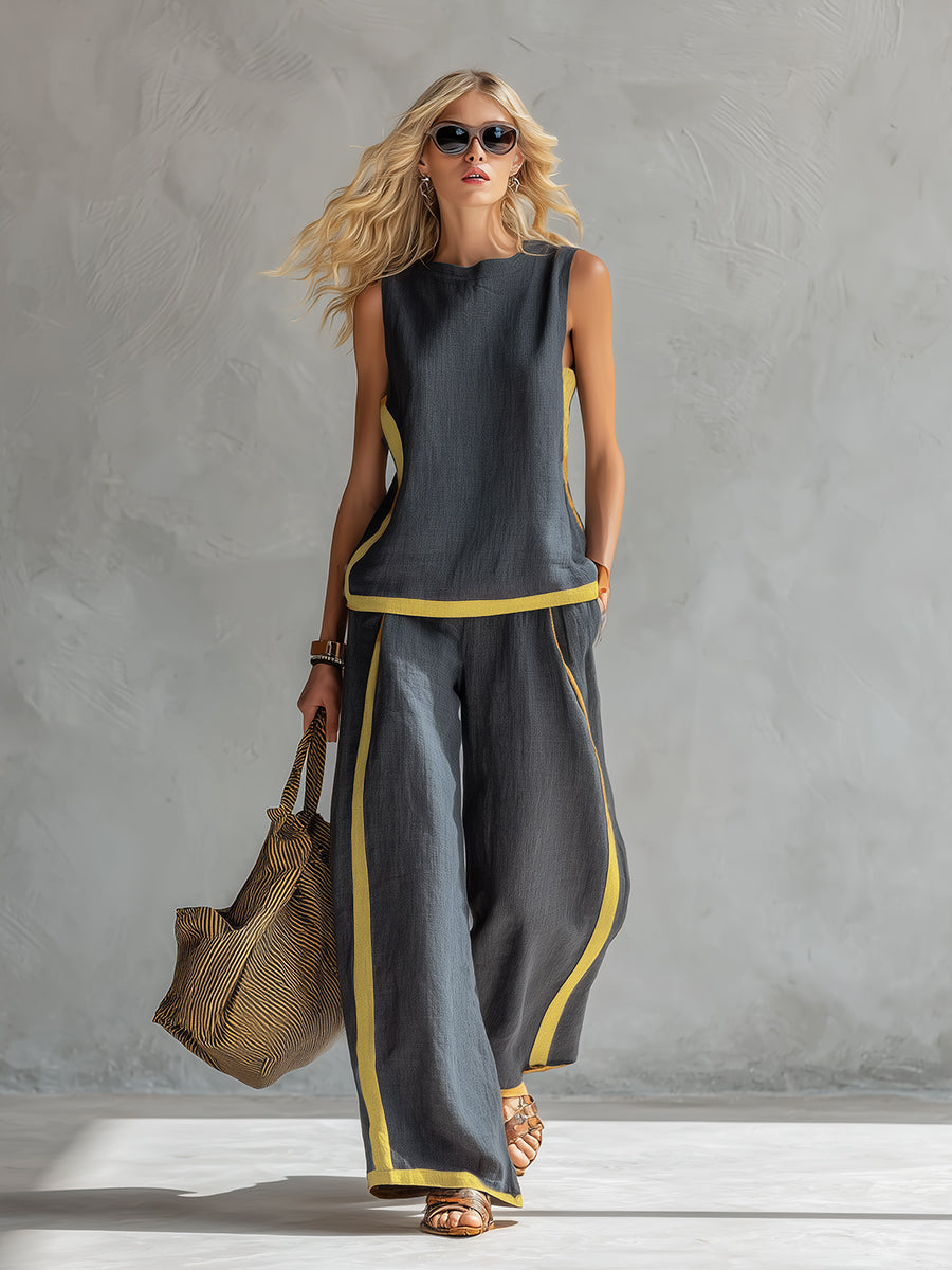 Poppy | Contrast Vest & Trouser Set