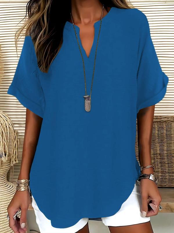 Atasia | Soft-Touch Notched-Neck Blouse