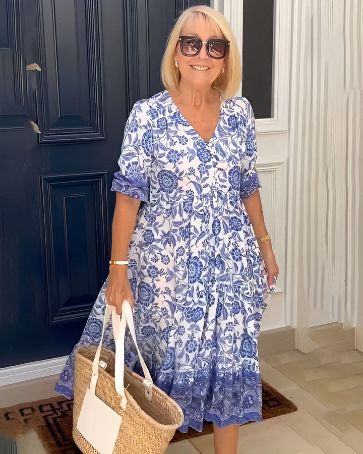 Ellie | Graceful Floral V-Neck Dress