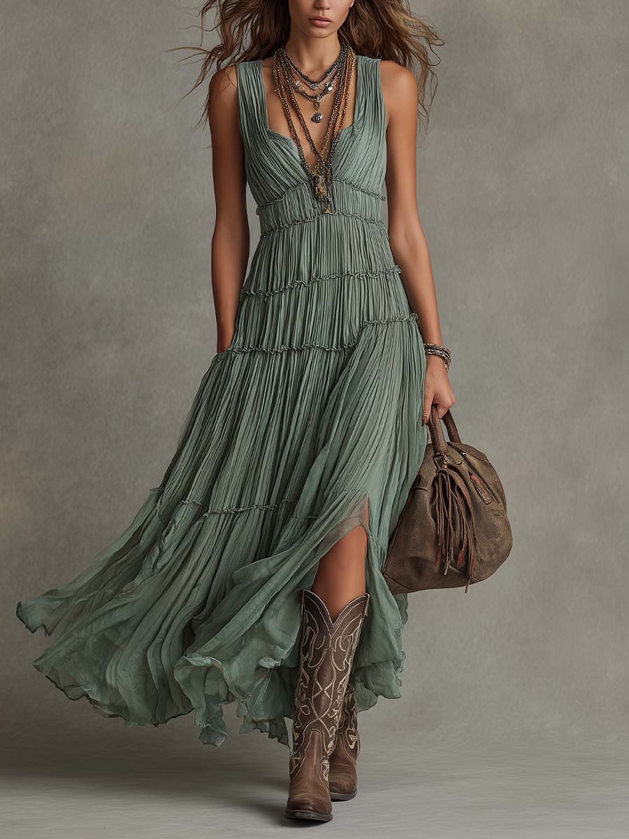 Helen | Pleated Maxi Dress