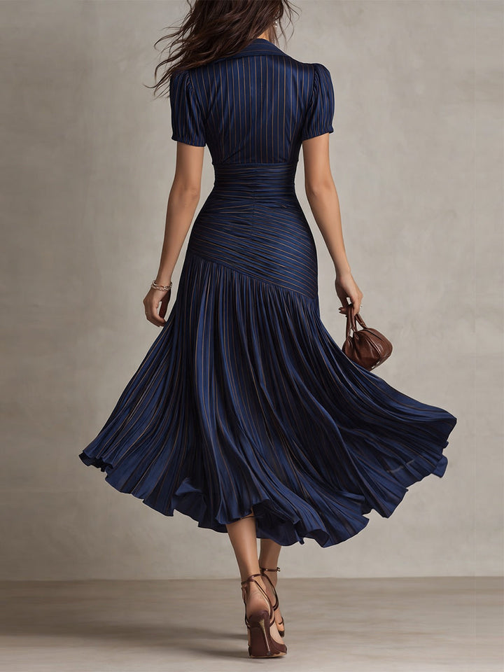 Arlena | Retro Striped Midi Dress