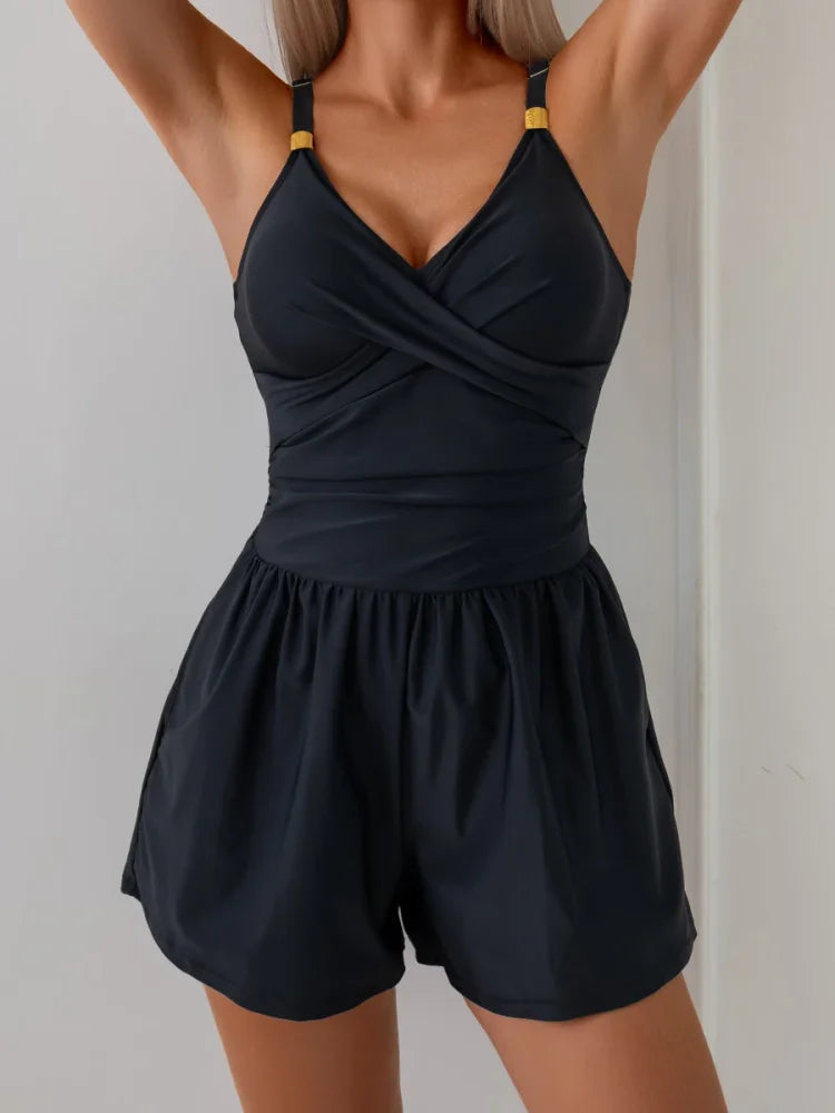 Rosie | Ruched swim jumpsuit with pockets