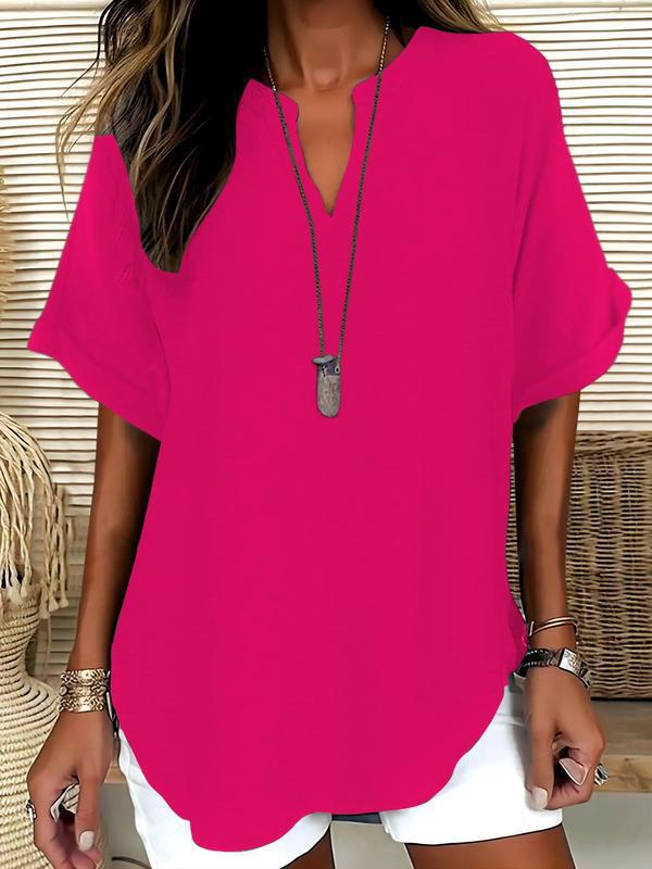 Atasia | Soft-Touch Notched-Neck Blouse