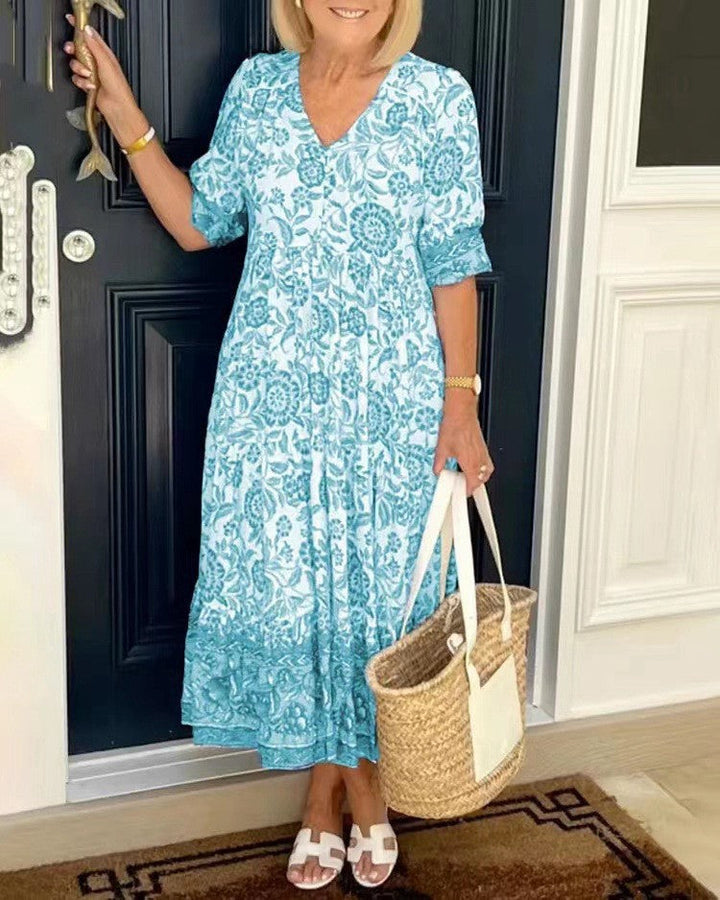 Ellie | Graceful Floral V-Neck Dress