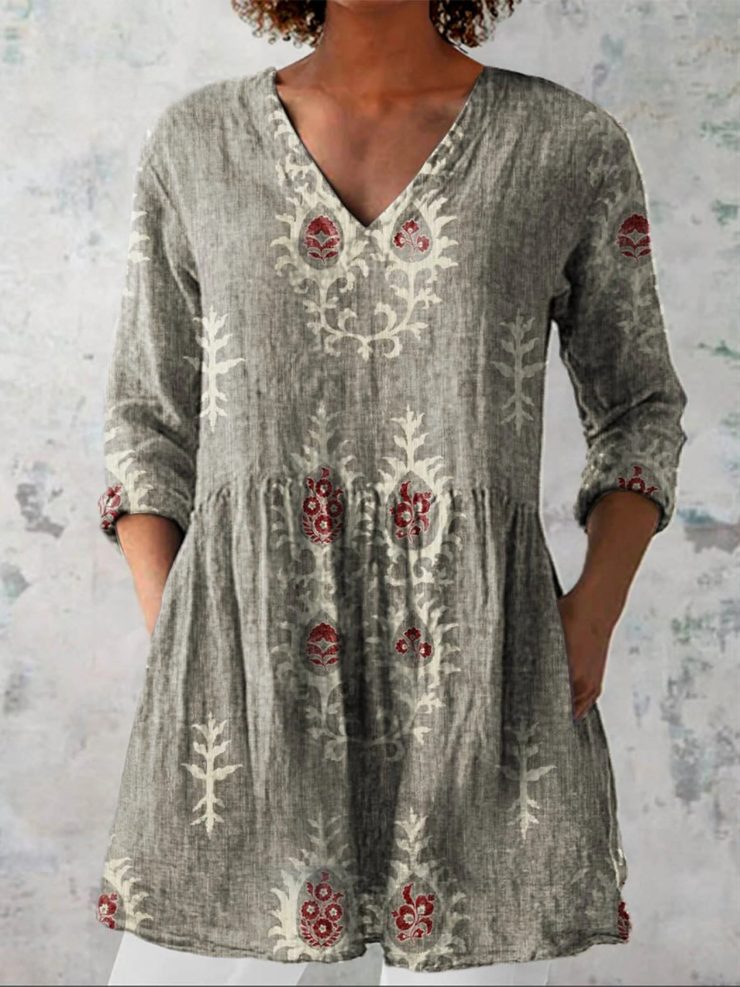 Christina | Long V-Neck Blouse