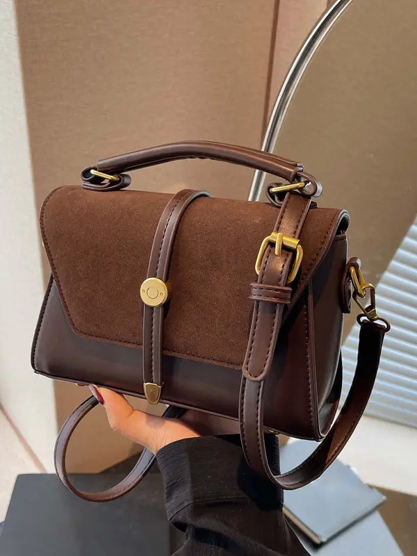 AVANLIE | Trendy Contrast Stitching Small Square Shoulder Bag