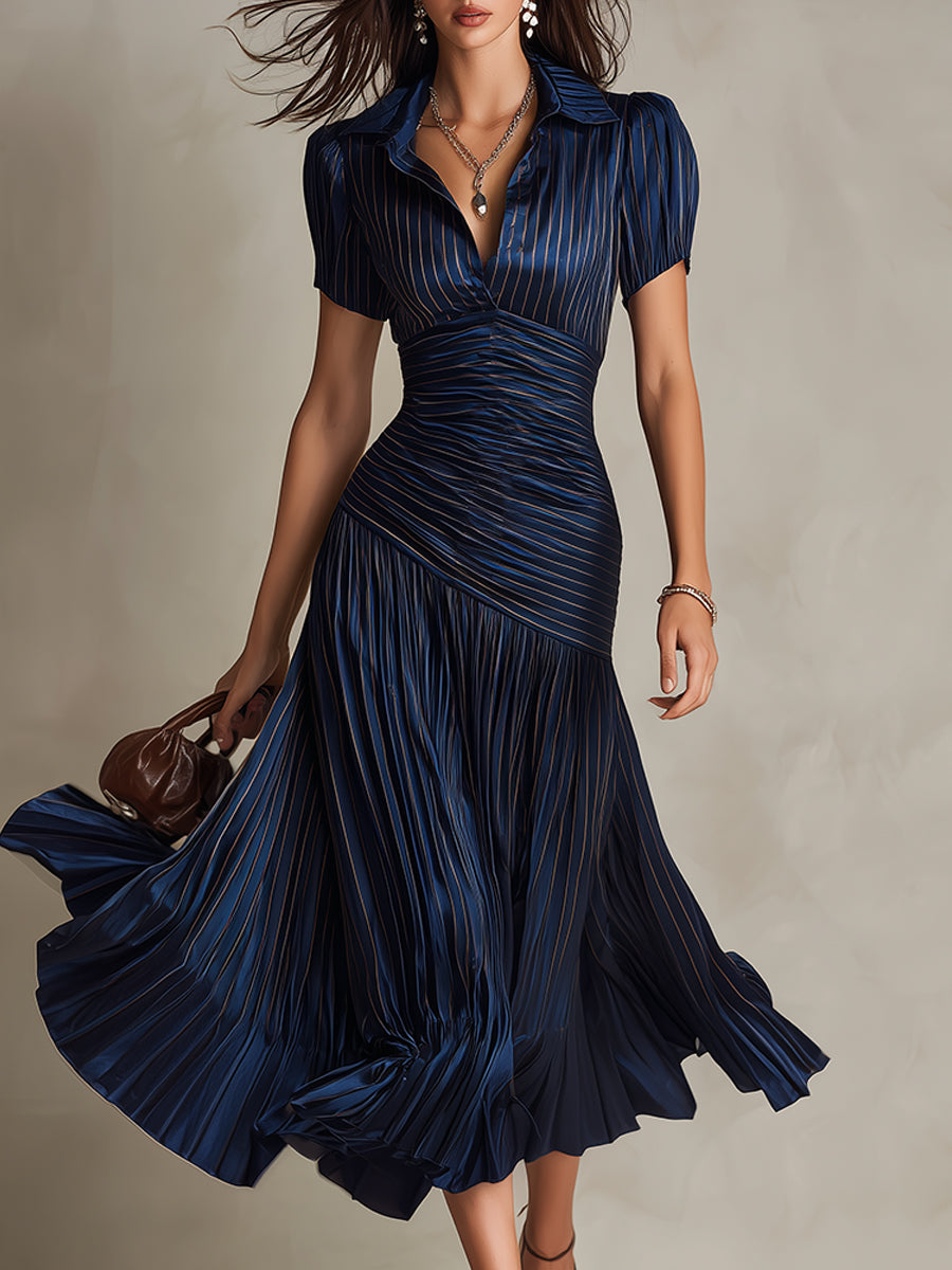 Arlena | Retro Striped Midi Dress