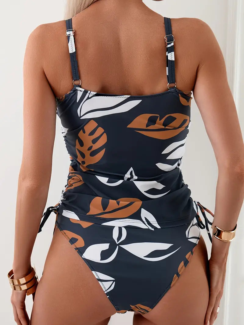 Harriet | Tropical Leaf Print Tankini Set