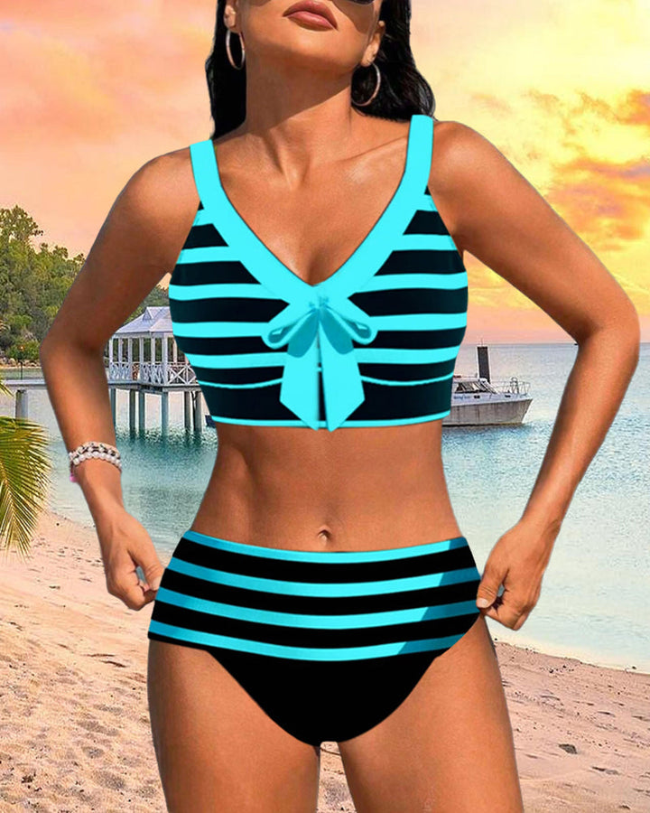 Ava | High-waisted striped bikini