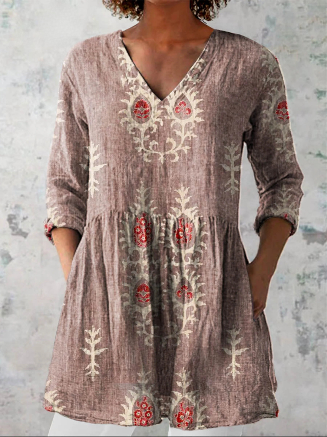 Christina | Long V-Neck Blouse