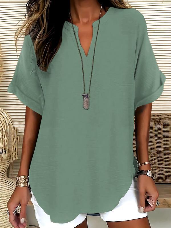 Atasia | Soft-Touch Notched-Neck Blouse