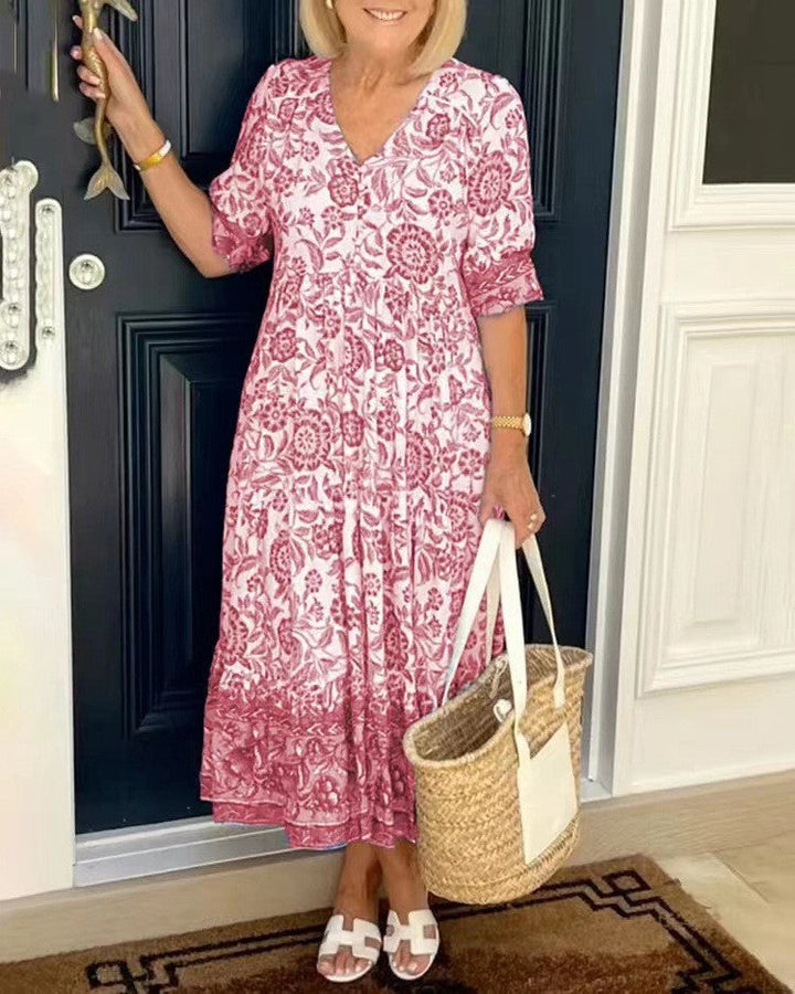 Ellie | Graceful Floral V-Neck Dress