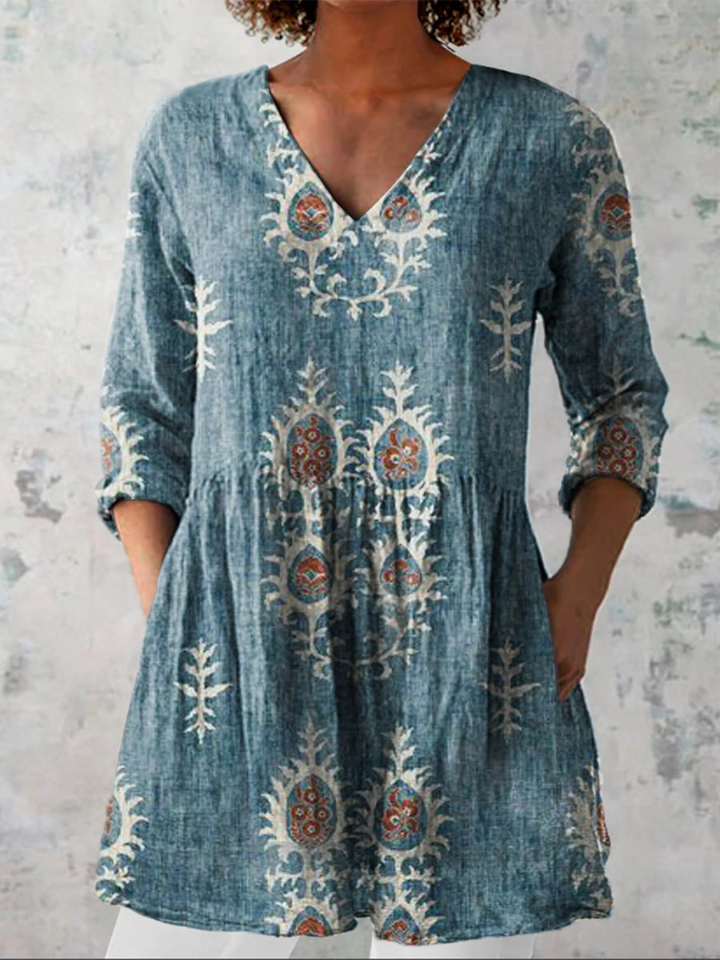 Christina | Long V-Neck Blouse