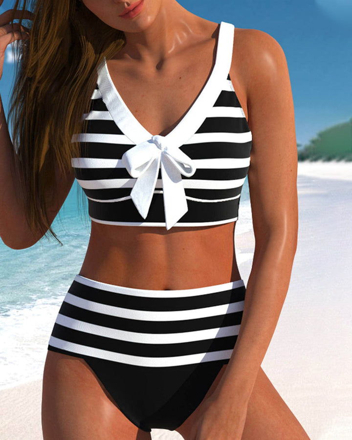Ava | High-waisted striped bikini