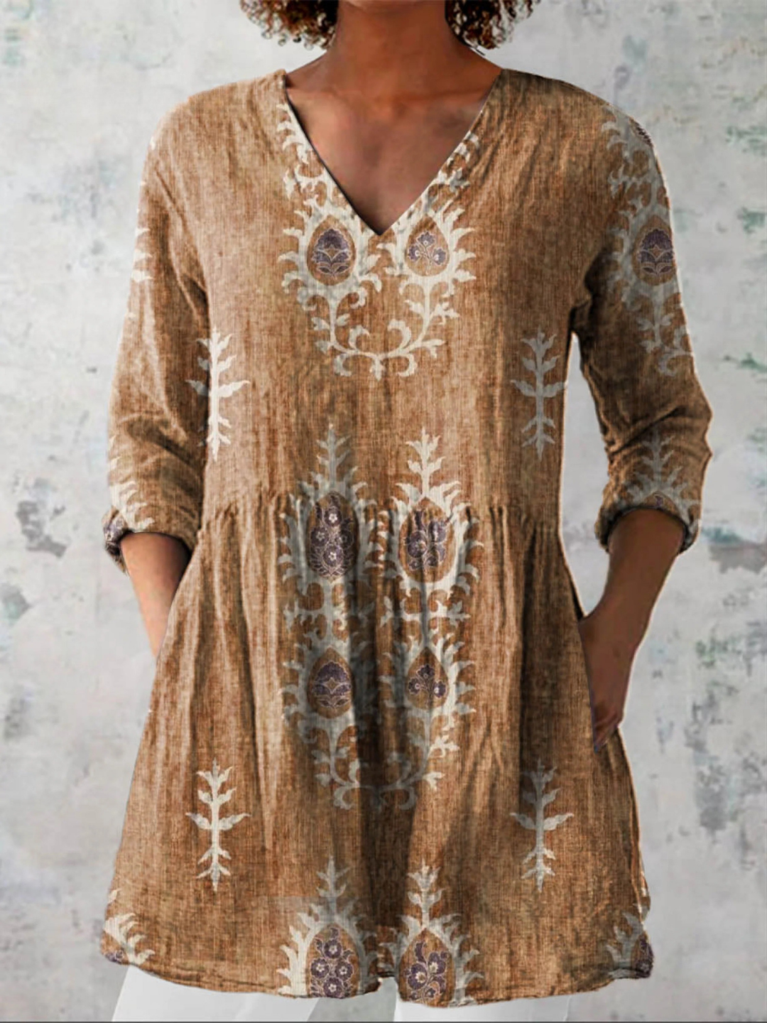 Christina | Long V-Neck Blouse