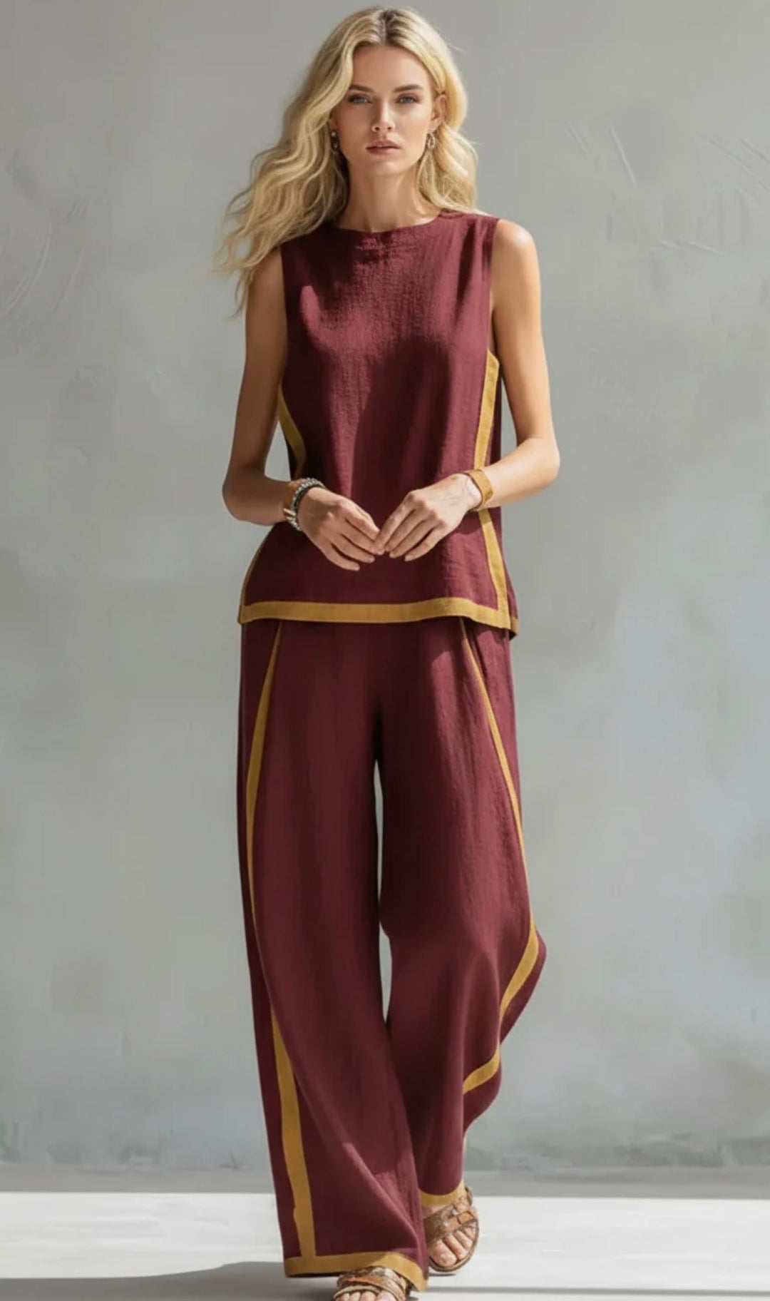 Poppy | Contrast Vest & Trouser Set