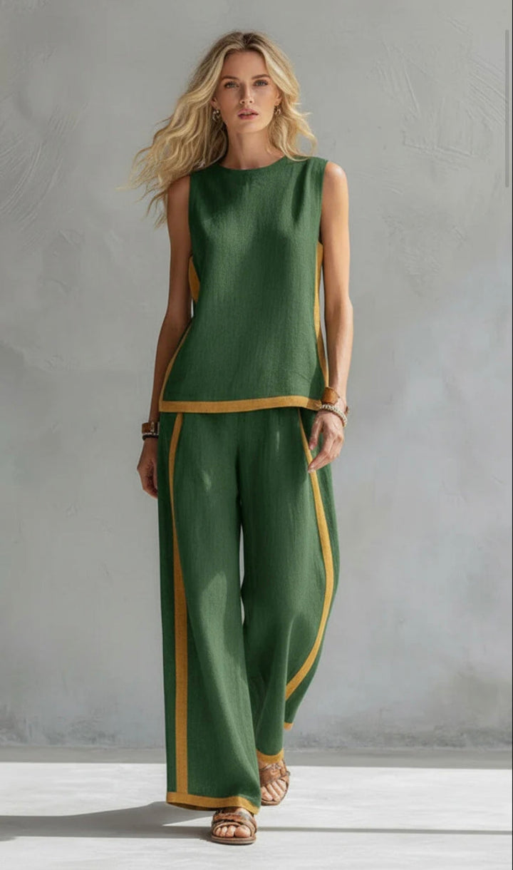 Poppy | Contrast Vest & Trouser Set