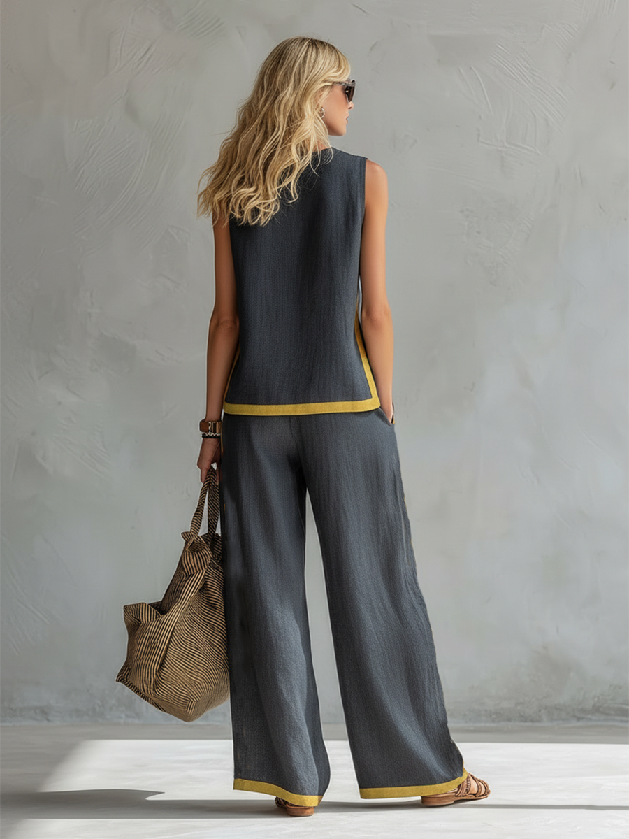 Poppy | Contrast Vest & Trouser Set