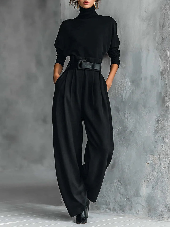 Lisa | Black 2-piece set with belt