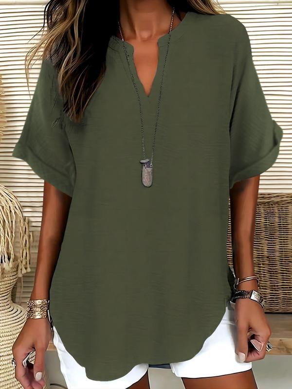Atasia | Soft-Touch Notched-Neck Blouse