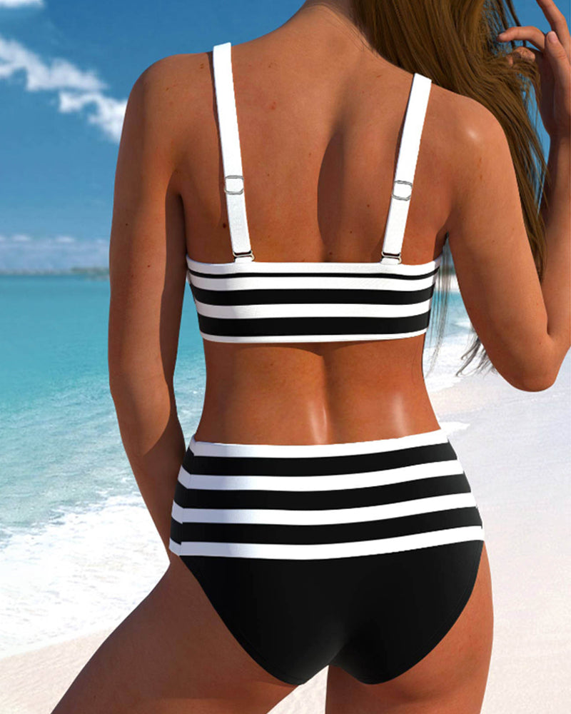 Ava | High-waisted striped bikini