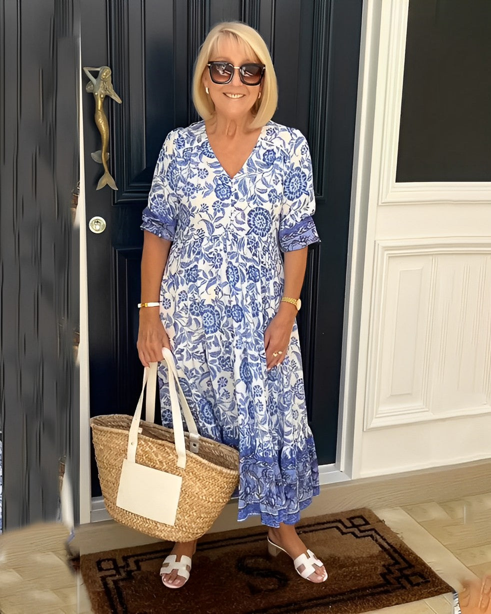Ellie | Graceful Floral V-Neck Dress