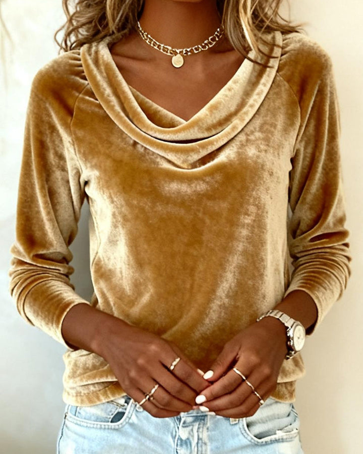 Luna | Luxury Velvet Drape Neck Top