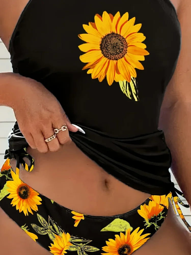 Isadora | Sunflower Halter Tankini Set