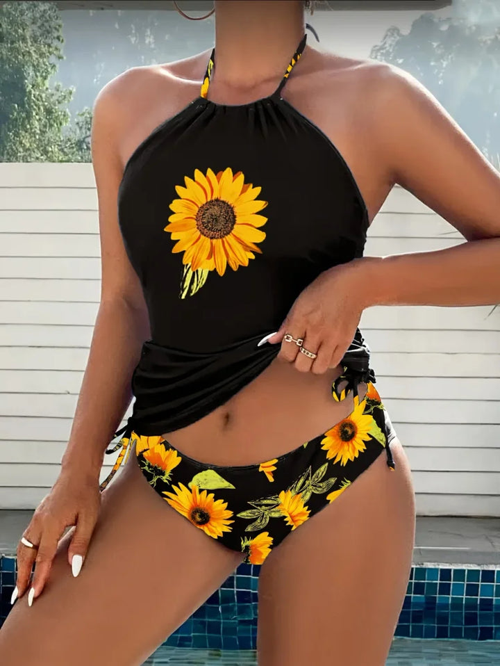 Isadora | Sunflower Halter Tankini Set