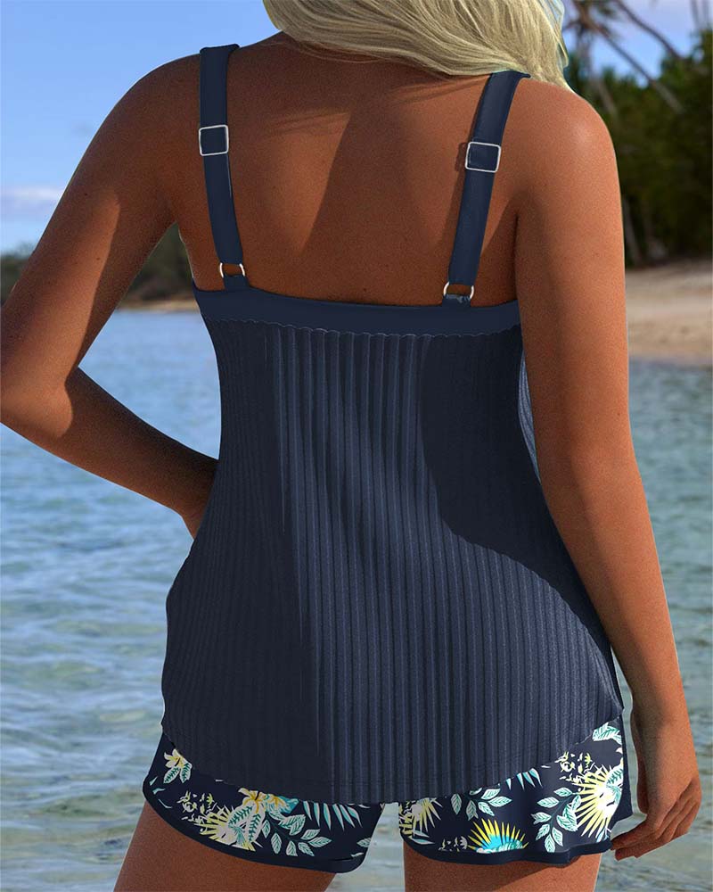 Olive | Two-Piece Striped Tankini