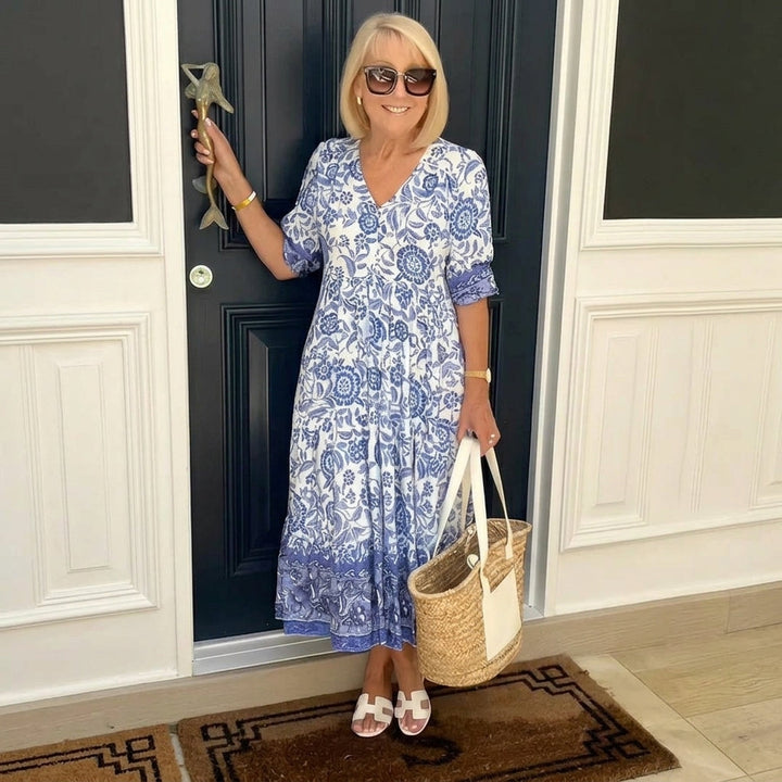 Ellie | Graceful Floral V-Neck Dress