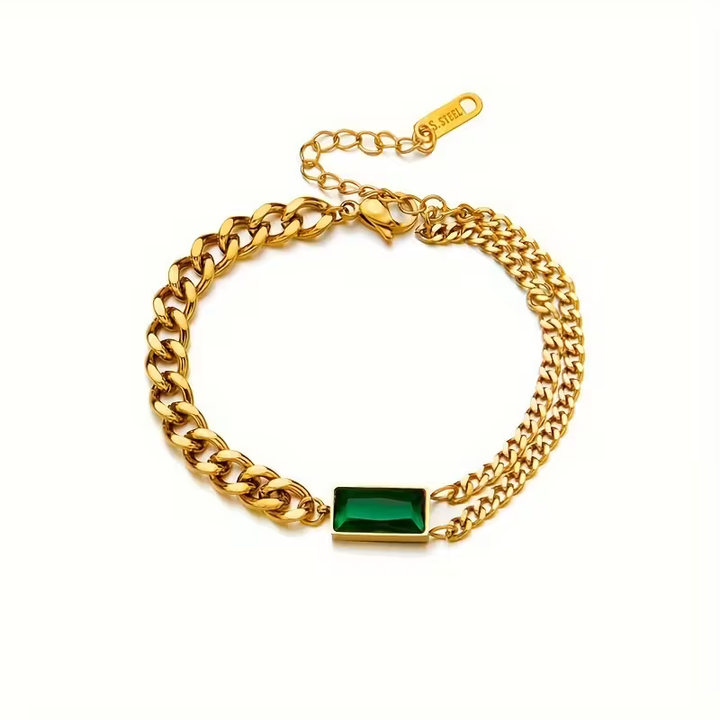 Harper | Emerald Bar Chain Bracelet