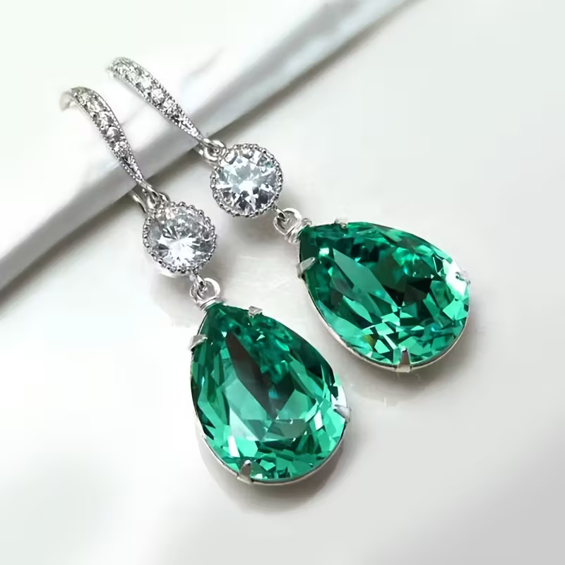 Nellie | Emerald Teardrop Earrings