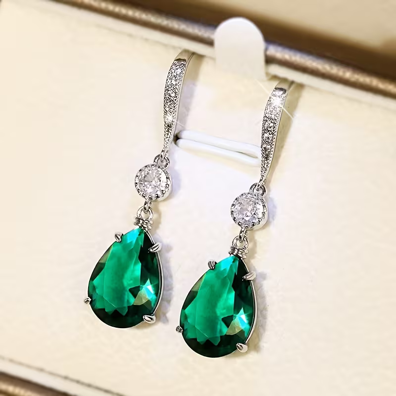 Nellie | Emerald Teardrop Earrings