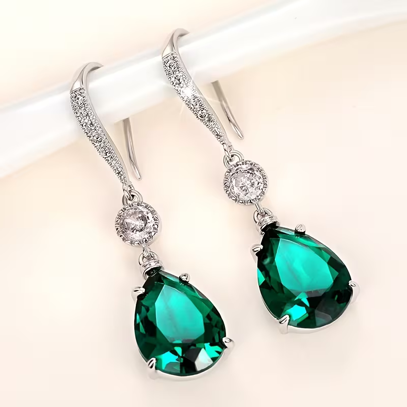 Nellie | Emerald Teardrop Earrings