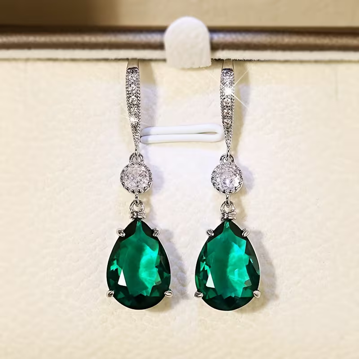 Nellie | Emerald Teardrop Earrings