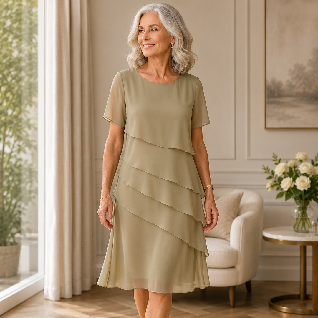 Linda | Elegant Comfort Frill Dress