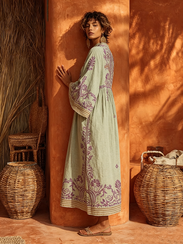 Celestina | Embroidered Boho Dress with Mediterranean Charm